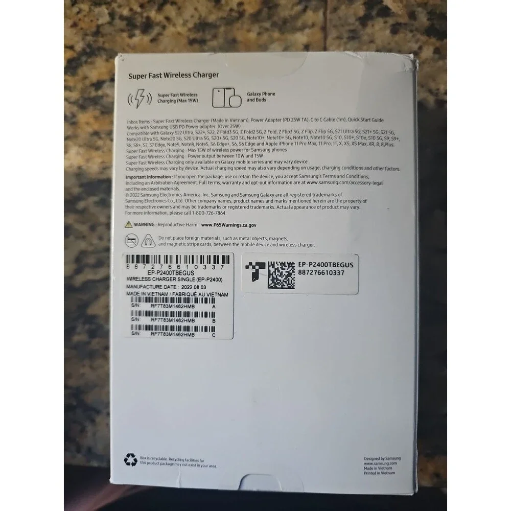 Samsung Super Fast Wireless Charger 15W Black with Power Adapter